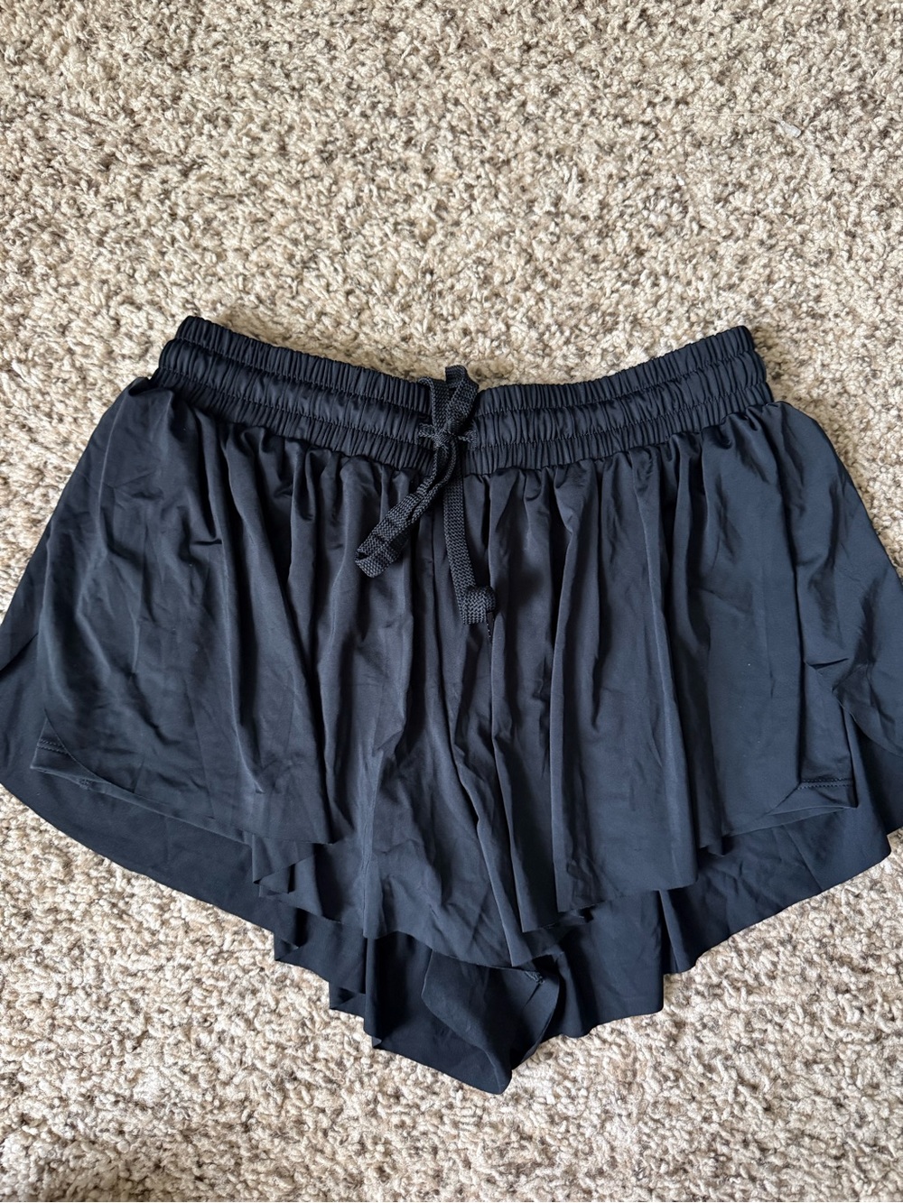 Women’s Black flowy Athletic Shorts with Drawstring